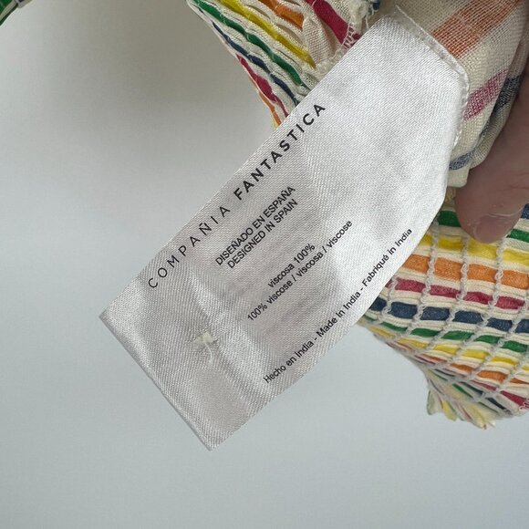 NWT Compania Fantastica Short Sleeve Striped Crop Top Womens Medium - Picture 8 of 8